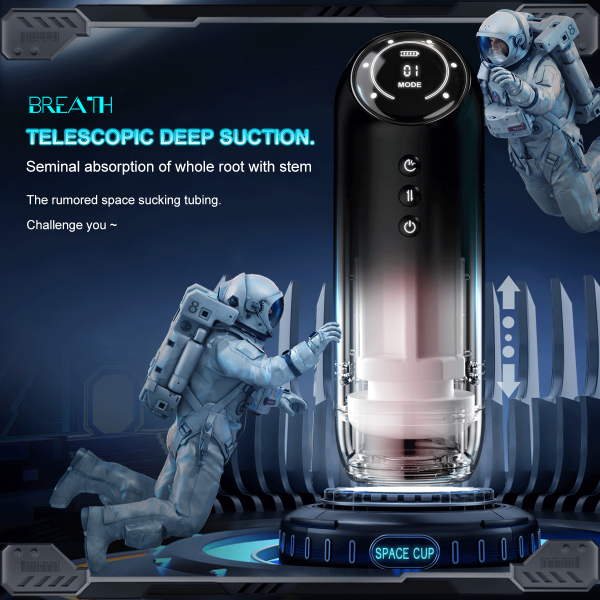 Premium Space Male Masturbator - Triple Motor Technology, Thrusting & Sucking & Vibration, Intelligent Heating, Type-C Fast Charging