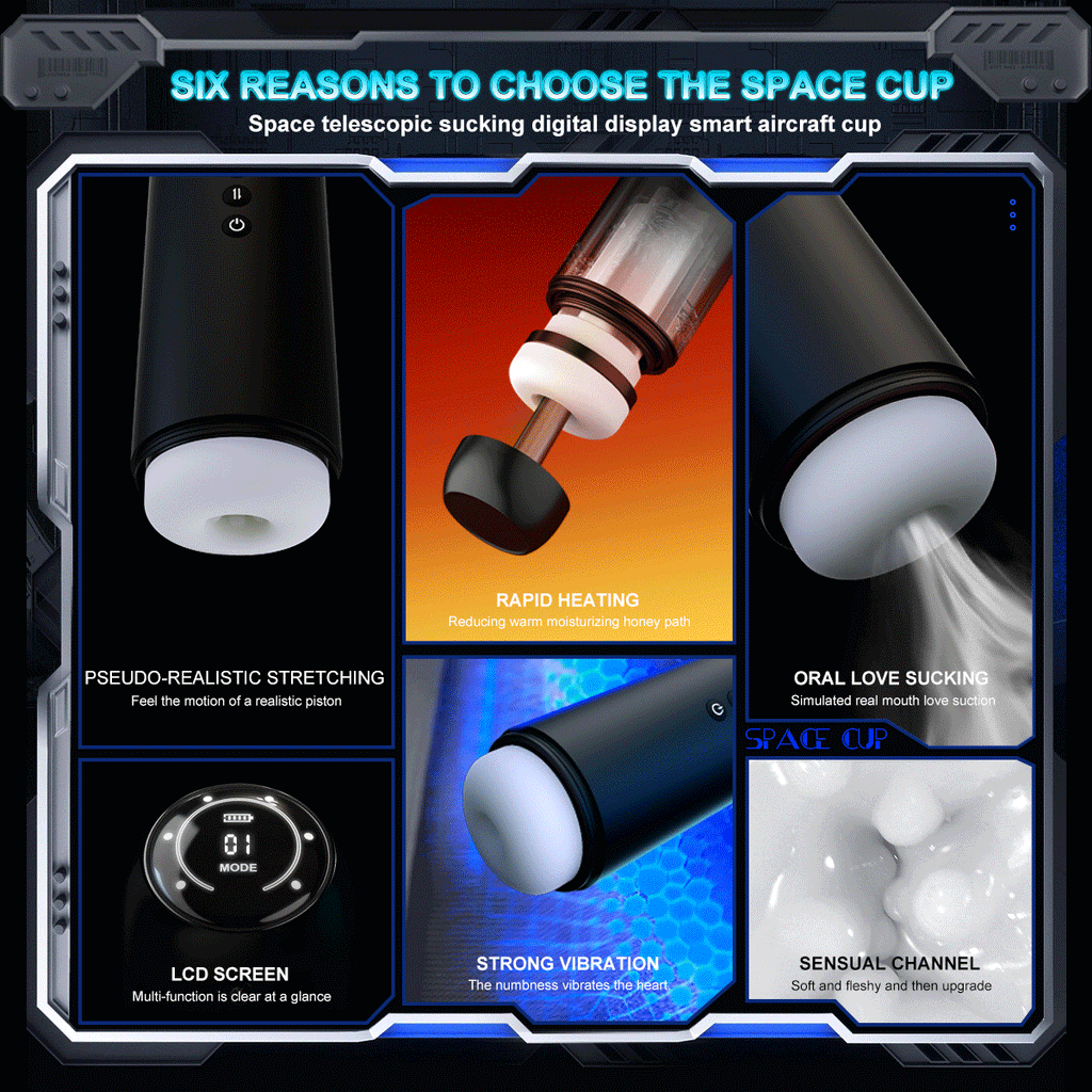 Premium Space Male Masturbator - Triple Motor Technology, Thrusting & Sucking & Vibration, Intelligent Heating, Type-C Fast Charging