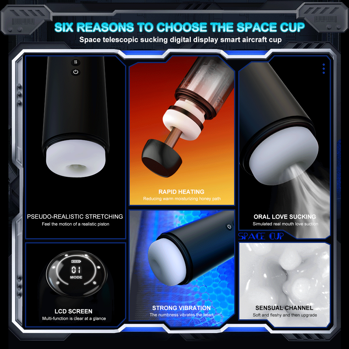 Premium Space Male Masturbator - Triple Motor Technology, Thrusting & Sucking & Vibration, Intelligent Heating, Type-C Fast Charging