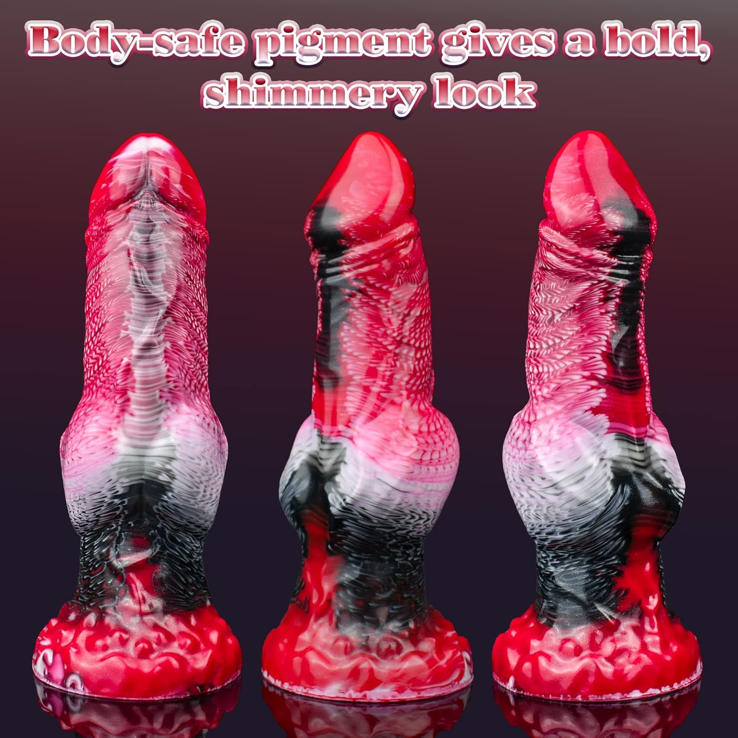 Realistic Liquid Silicone Dildo with Strong Suction Cup, 9" Large Hands-Free Dong, Thick Veined Texture