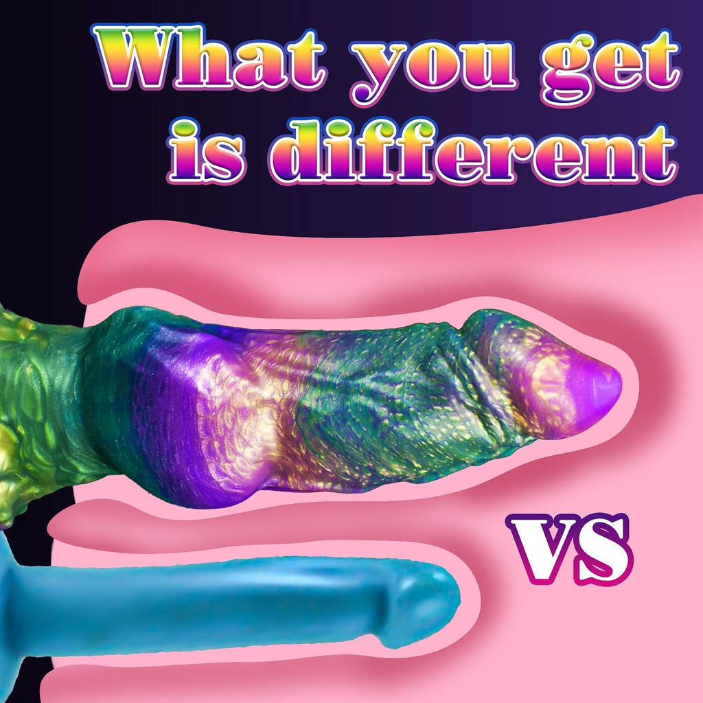 Realistic Liquid Silicone Dildo with Strong Suction Cup, 9" Large Hands-Free Dong, Thick Veined Texture