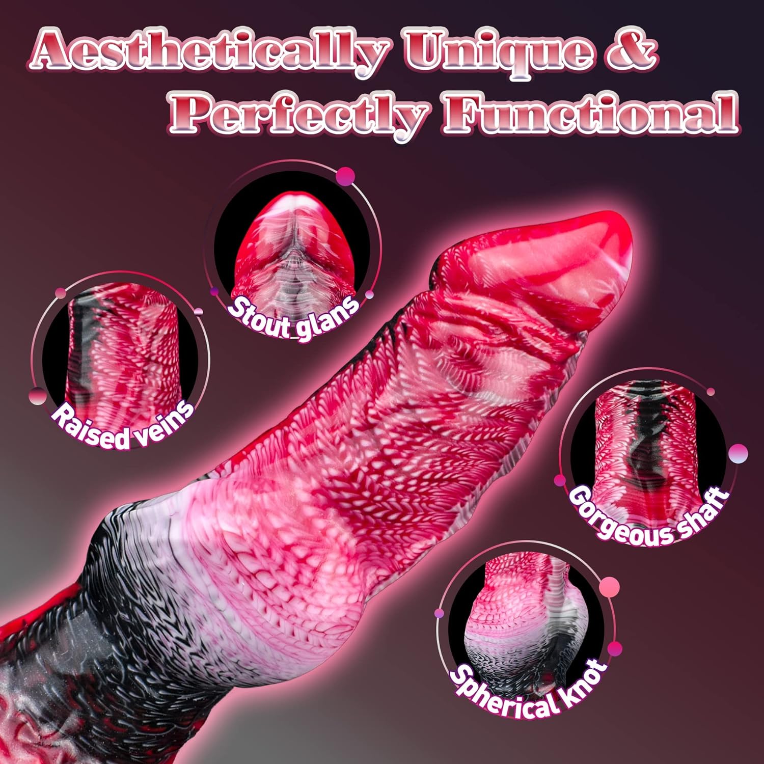 Realistic Liquid Silicone Dildo with Strong Suction Cup, 9" Large Hands-Free Dong, Thick Veined Texture