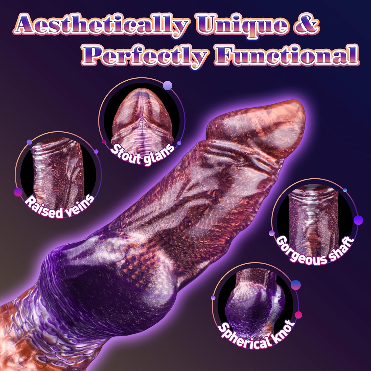 Realistic Liquid Silicone Dildo with Strong Suction Cup, 9" Large Hands-Free Dong, Thick Veined Texture