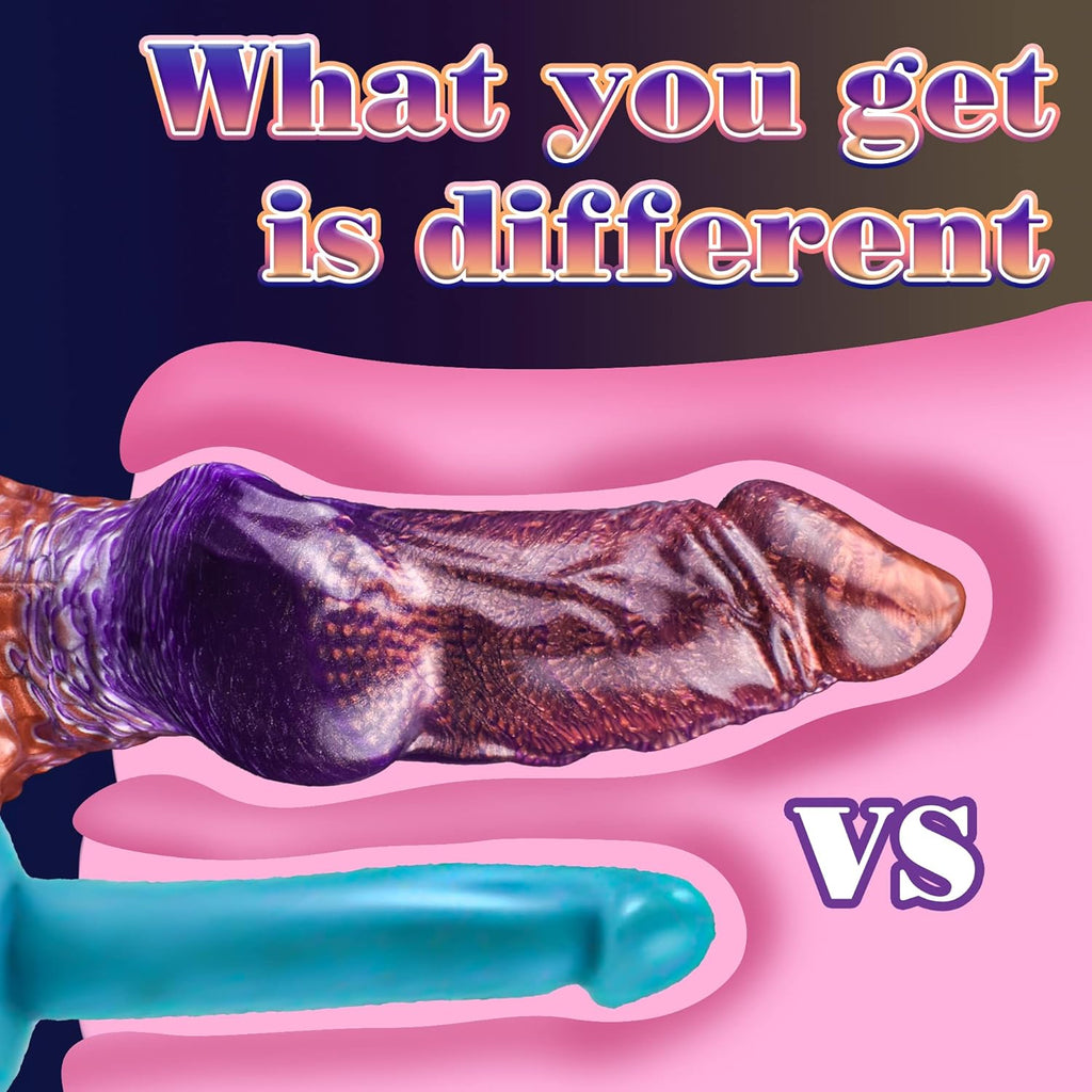 Realistic Liquid Silicone Dildo with Strong Suction Cup, 9" Large Hands-Free Dong, Thick Veined Texture