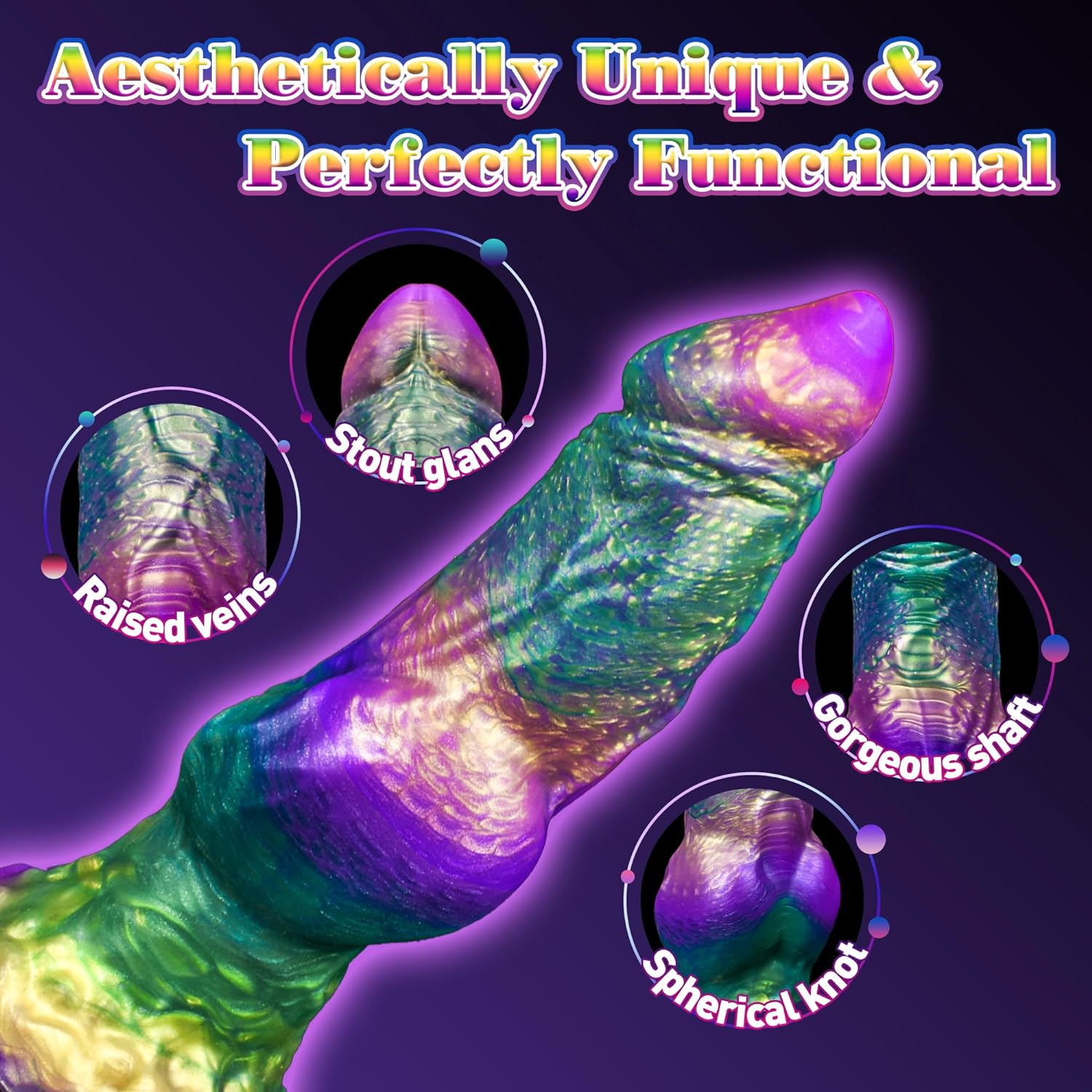 Realistic Liquid Silicone Dildo with Strong Suction Cup, 9" Large Hands-Free Dong, Thick Veined Texture