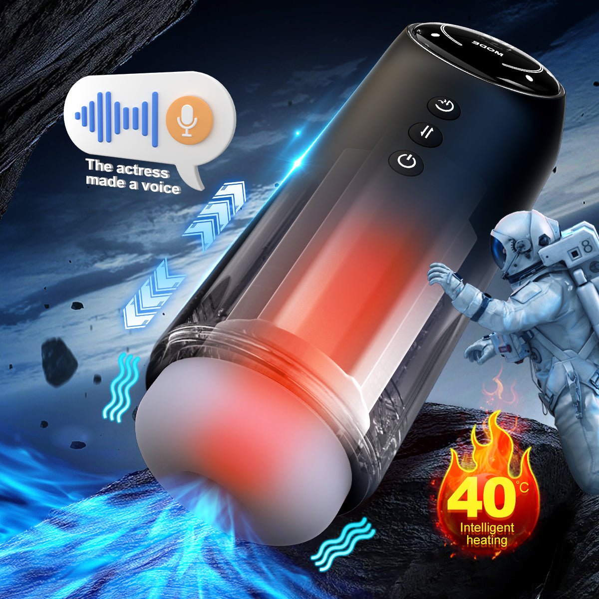 Premium Space Male Masturbator - Triple Motor Technology, Thrusting & Sucking & Vibration, Intelligent Heating, Type-C Fast Charging