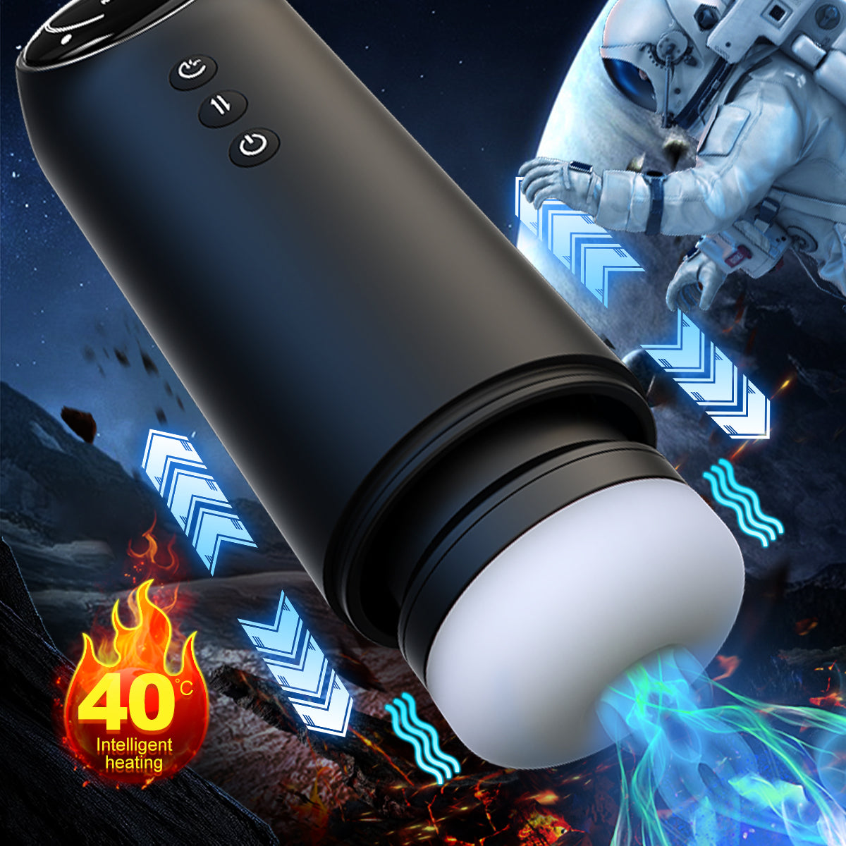 Premium Space Male Masturbator - Triple Motor Technology, Thrusting & Sucking & Vibration, Intelligent Heating, Type-C Fast Charging