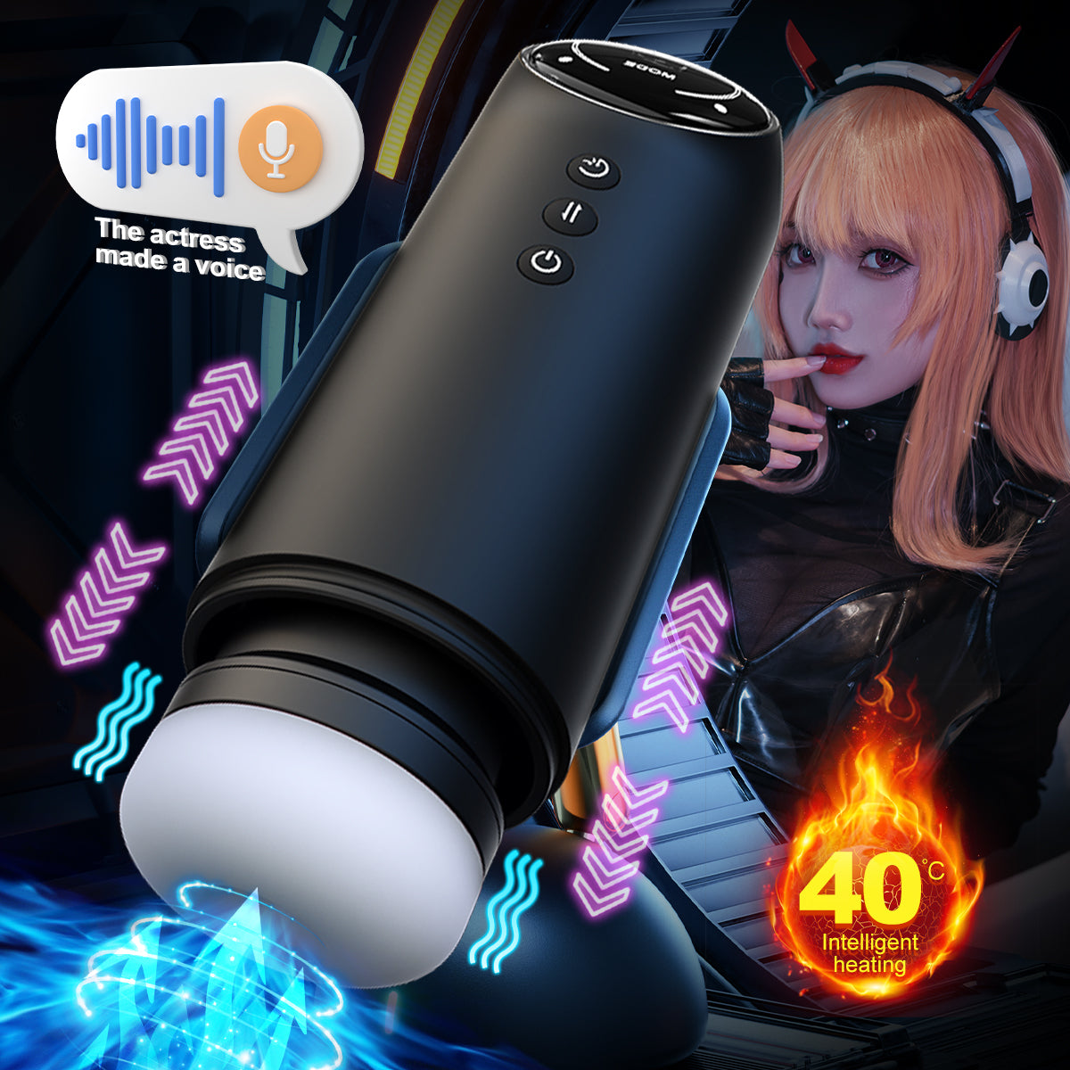 Premium Space Male Masturbator - Triple Motor Technology, Thrusting & Sucking & Vibration, Intelligent Heating, Type-C Fast Charging