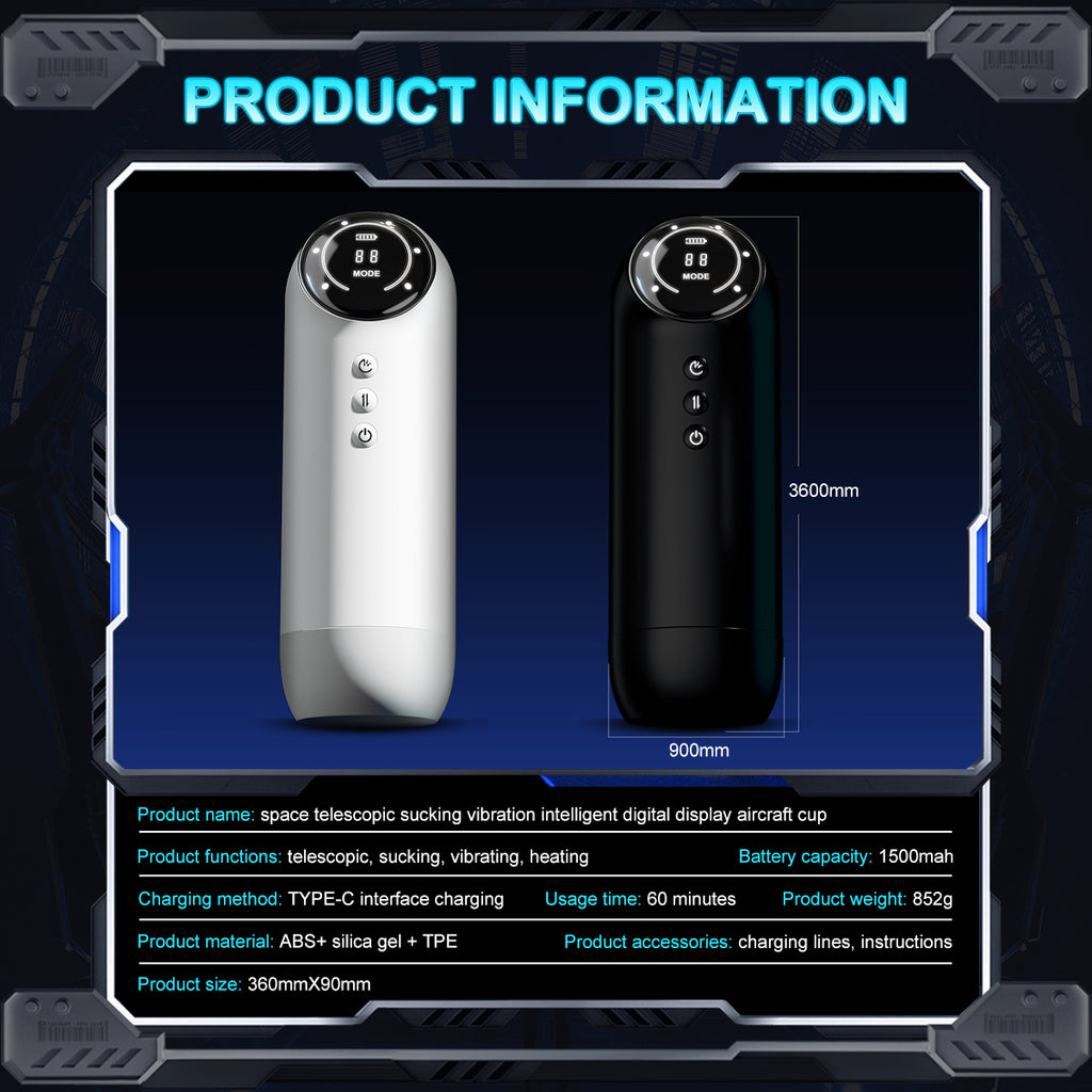 Premium Space Male Masturbator - Triple Motor Technology, Thrusting & Sucking & Vibration, Intelligent Heating, Type-C Fast Charging
