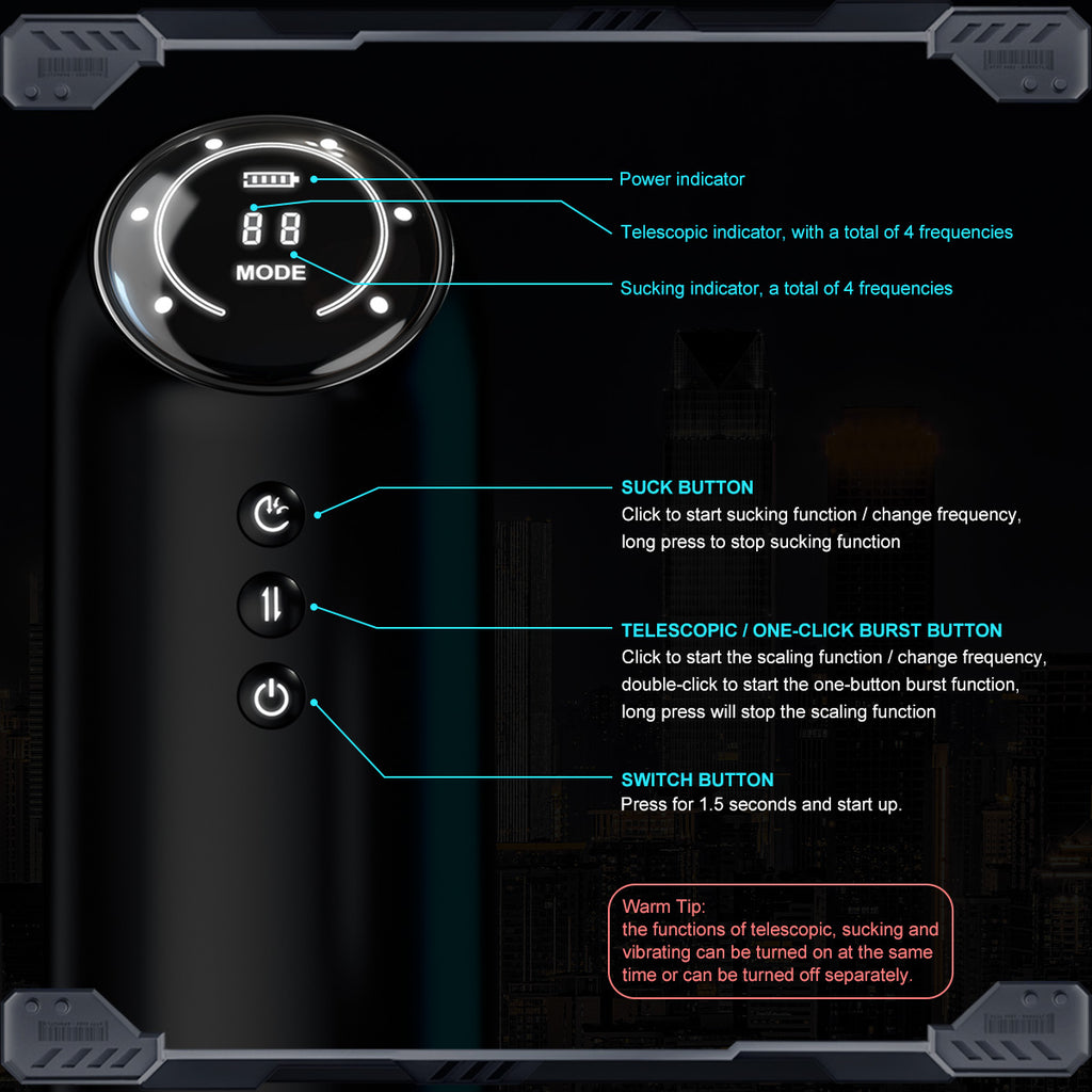 Premium Space Male Masturbator - Triple Motor Technology, Thrusting & Sucking & Vibration, Intelligent Heating, Type-C Fast Charging