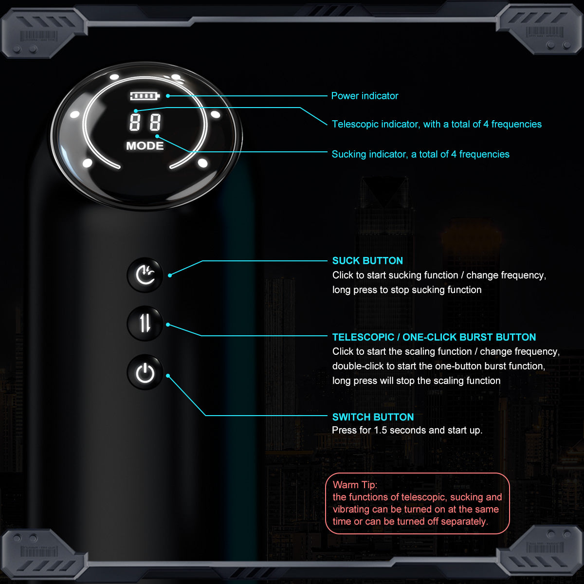 Premium Space Male Masturbator - Triple Motor Technology, Thrusting & Sucking & Vibration, Intelligent Heating, Type-C Fast Charging