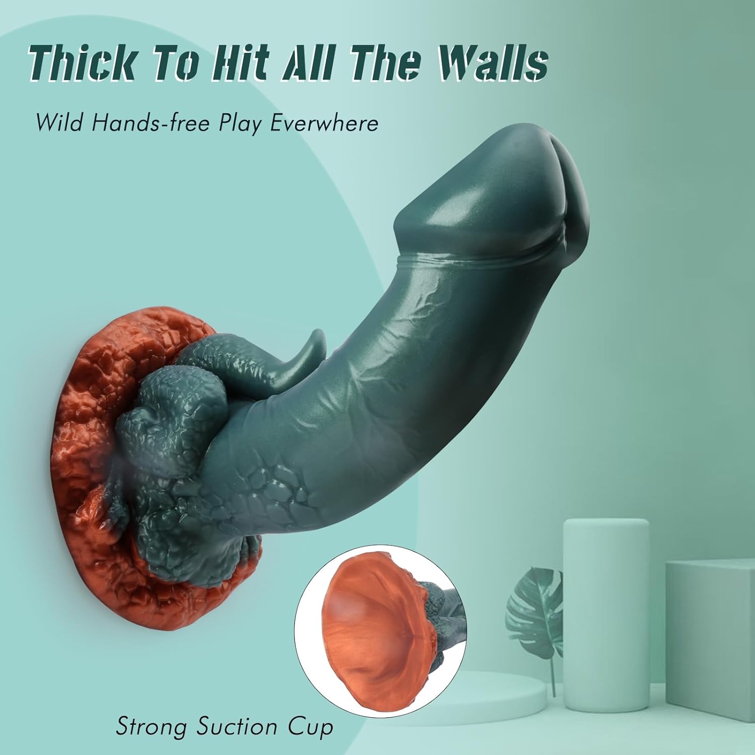 Green Purple Realistic Dildo with Suction Cup - 19.5cm Premium Liquid Silicone