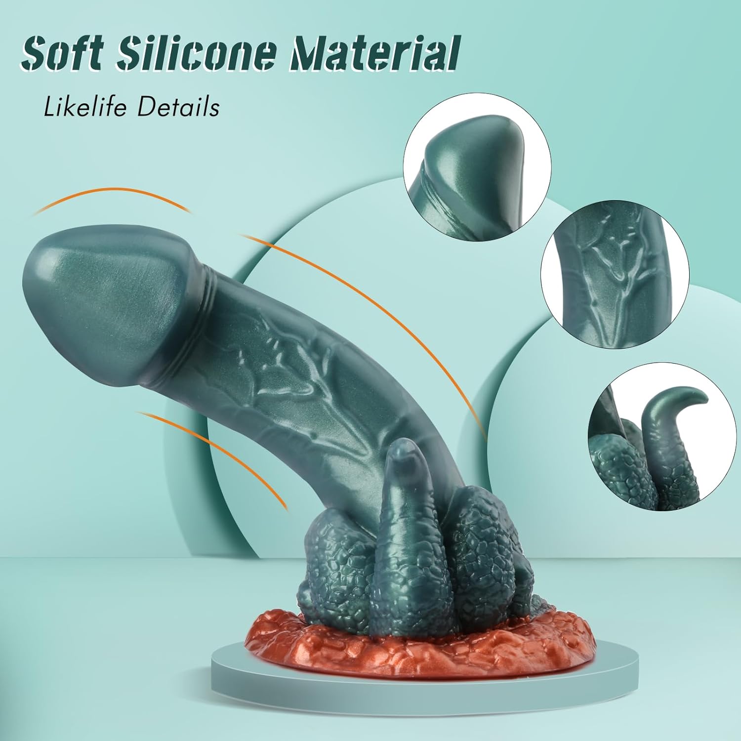 Green Purple Realistic Dildo with Suction Cup - 19.5cm Premium Liquid Silicone