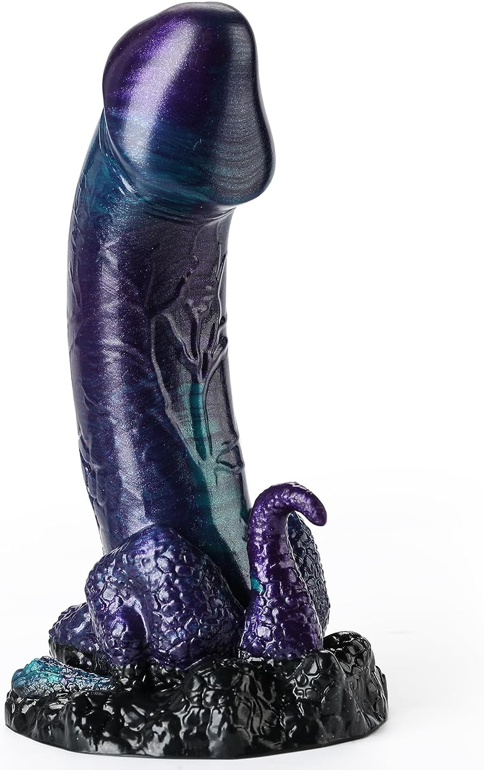 Green Purple Realistic Dildo with Suction Cup - 19.5cm Premium Liquid Silicone