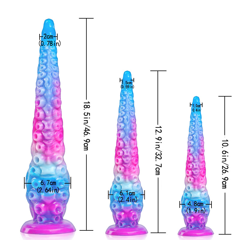 Extra Large Rainbow Realistic Dildo with Suction Cup - 47cm Premium Liquid Silicone