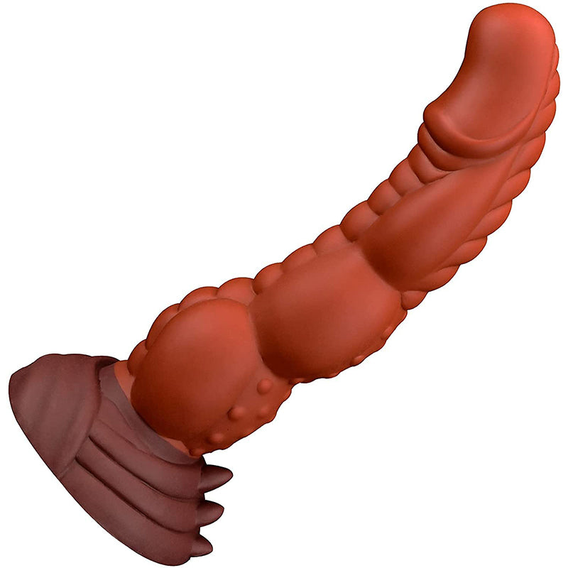 Ultra-Soft Liquid Silicone Textured Dildo with 8cm Suction Base, 8.5x2.1 Inch Hands-Free Toy, Flesh Color