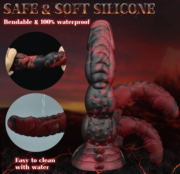 Ultra-Soft Liquid Silicone Textured Dildo with 8cm Suction Base, 8.5x2.1 Inch Hands-Free Toy, Flesh Color