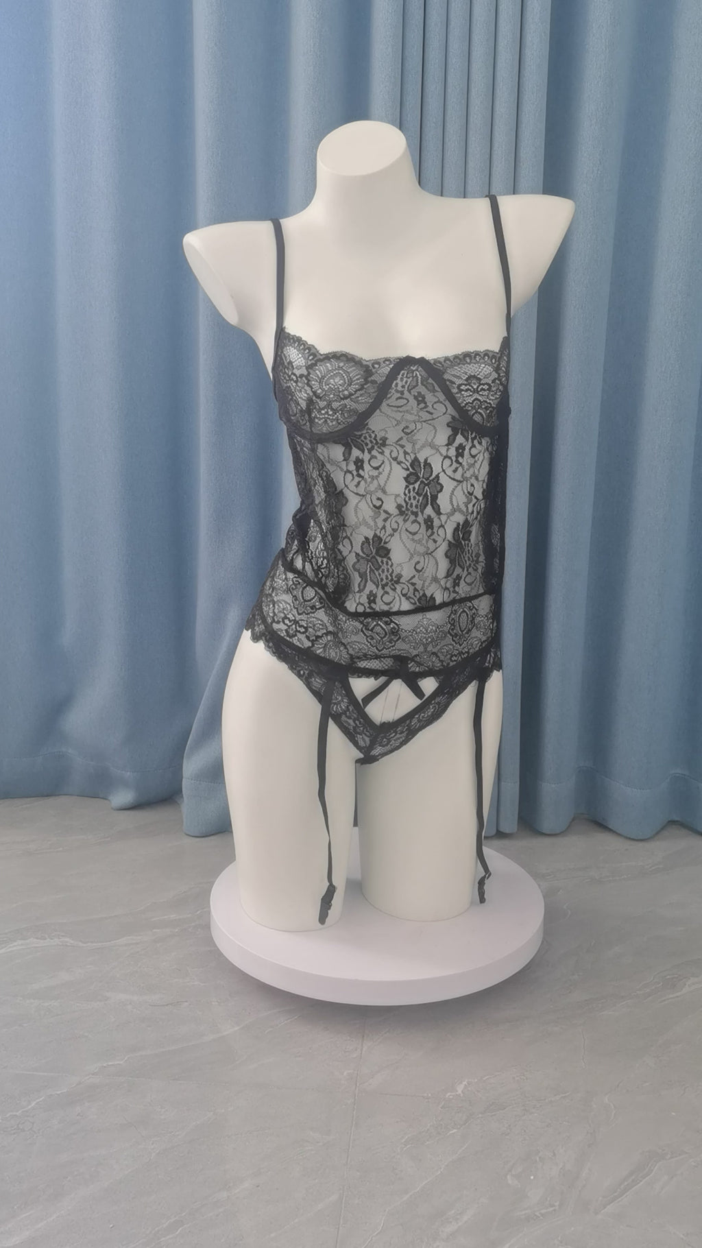 Champagne Beige Floral Lace Bodysuit - Underwire Bra Cups, Spaghetti Straps, Sheer Lace Body with Matching Lace Shorts, Elegant 2-Piece Lingerie Set